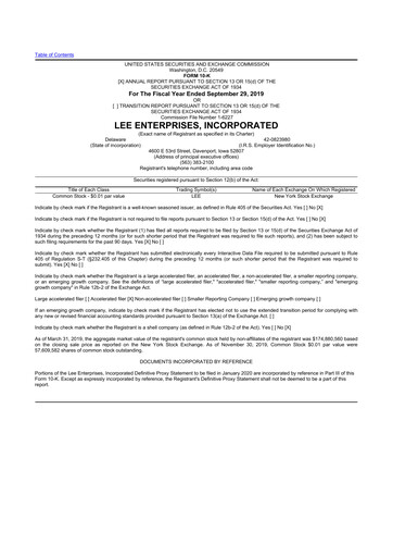 Thumbnail Lee Enterprises
 10-K Annual Report 2019