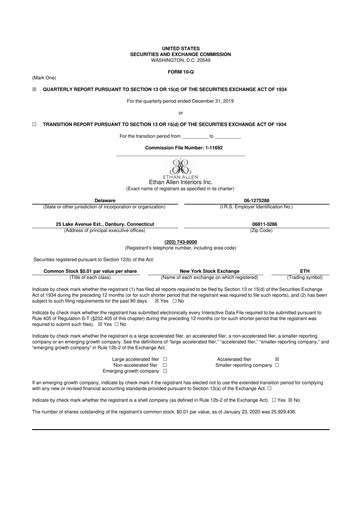 Thumbnail Ethan Allen
 10-Q Quarterly Report FY2019 