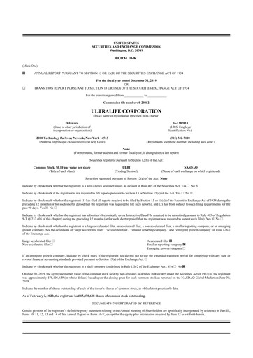 Thumbnail Ultralife Corporation 10-K Annual Report 2019