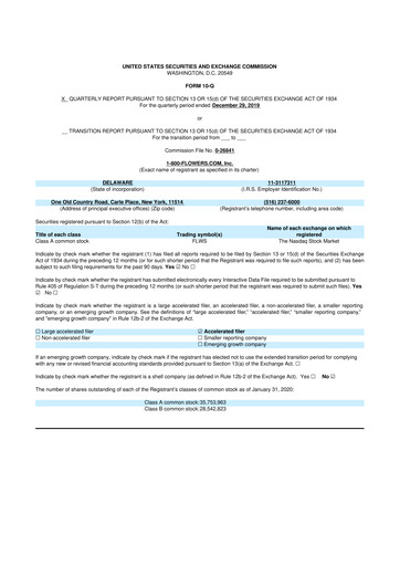 Thumbnail 1-800-Flowers.com, Inc.
 10-Q Quarterly Report FY2020 