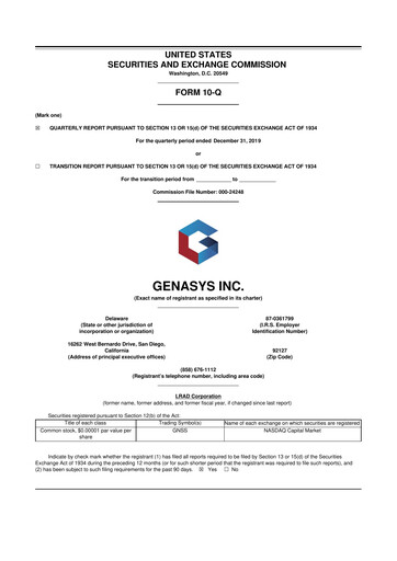 Thumbnail Genasys 10-Q Quarterly Report FY2020 