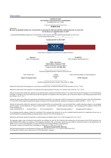 Thumbnail National Healthcare
 10-K Annual Report 2019