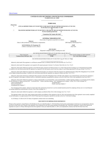 Vorschaubild Generac 10-K Jahresbericht 2019