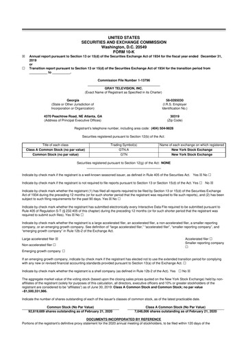 Thumbnail Gray Media
 10-K Annual Report 2019