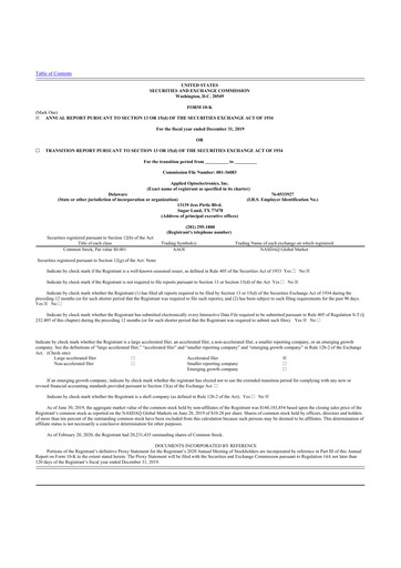 Thumbnail Applied Optoelectronics 10-K Annual Report 2019