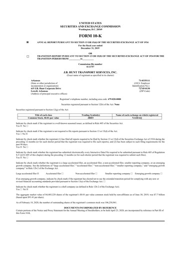 Thumbnail J. B. Hunt
 10-K Annual Report 2019