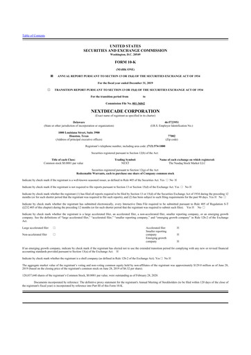 Thumbnail NextDecade Corp 10-K Annual Report 2019