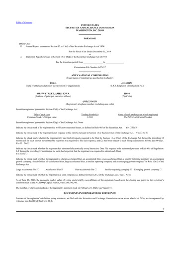 Thumbnail Ames National Corp. 10-K Annual Report 2019