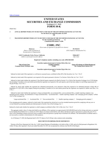 Thumbnail Cohu 10-K Annual Report 2019