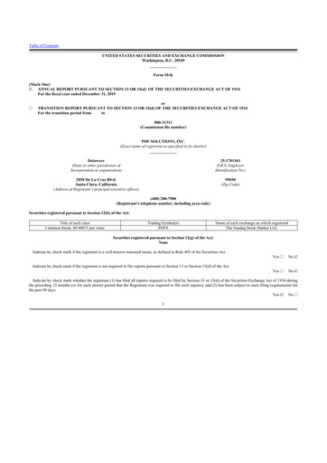 Thumbnail PDF Solutions 10-K Annual Report 2019