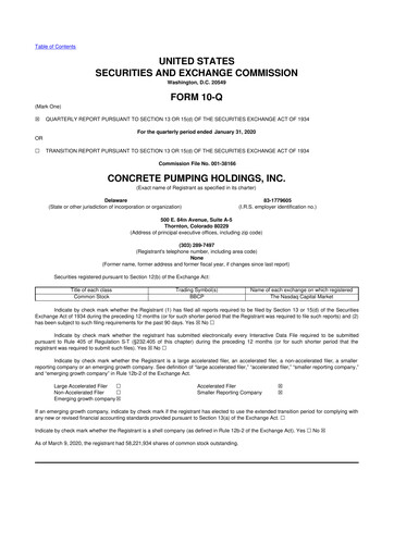 Vorschaubild Concrete Pumping Holdings 10-Q Quartalsbericht 2020 