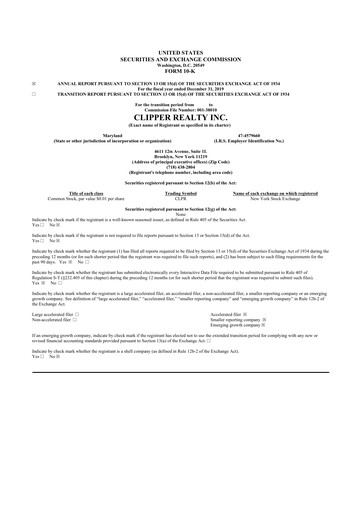 Vorschaubild Clipper Realty 10-K Jahresbericht 2019