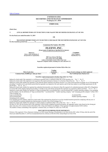 Vorschaubild Fluent 10-K Jahresbericht 2019