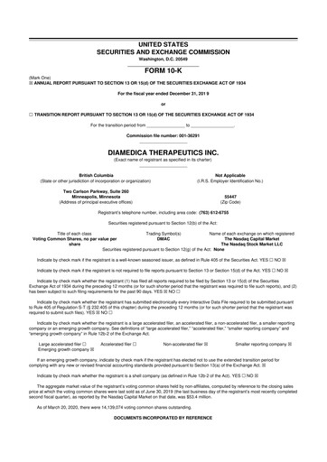 Thumbnail DiaMedica Therapeutics 10-K Annual Report 2019