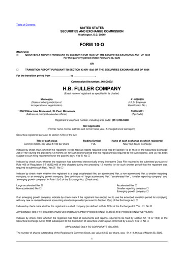 Thumbnail H.B. Fuller
 10-Q Quarterly Report FY2020 