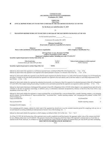 Thumbnail Milestone Scientific 10-K Annual Report 2019