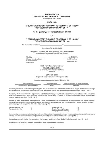 Vorschaubild Bassett Furniture 10-Q Quartalsbericht 2020 