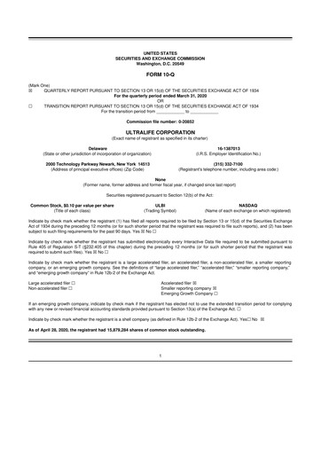 Thumbnail Ultralife Corporation 10-Q Quarterly Report FY2020 