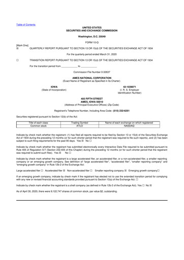 Thumbnail Ames National Corp. 10-Q Quarterly Report FY2020 