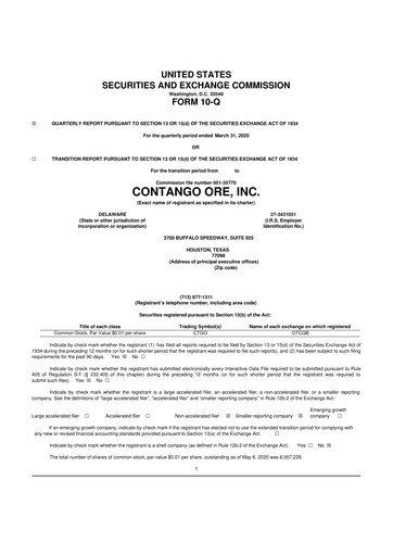 Thumbnail Contango Ore 10-Q Quarterly Report FY2020 