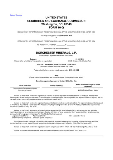 Thumbnail Dorchester Minerals 10-Q Quarterly Report FY2020 