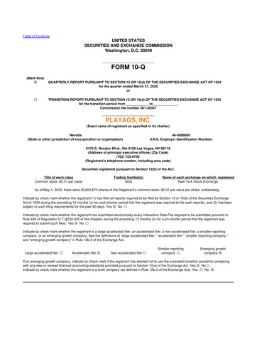 Thumbnail PlayAGS
 10-Q Quarterly Report FY2020 