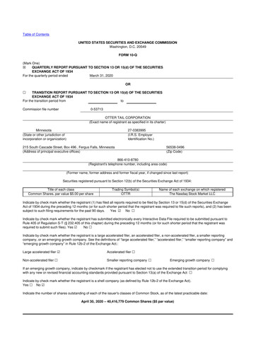 Thumbnail Otter Tail 10-Q Quarterly Report FY2020 