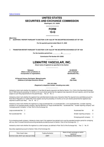 Thumbnail LeMaitre Vascular 10-Q Quarterly Report FY2020 