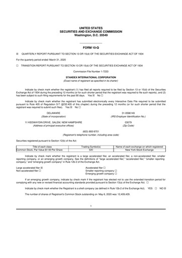 Thumbnail Standex International 10-Q Quarterly Report FY2020 