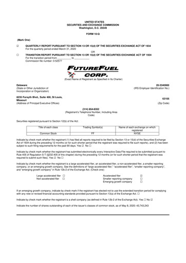 Thumbnail FutureFuel 10-Q Quarterly Report FY2020 