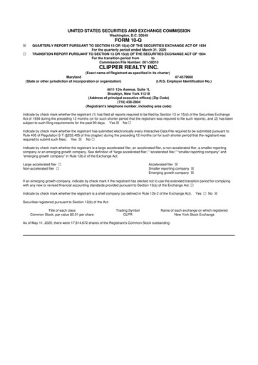 Thumbnail Clipper Realty 10-Q Quarterly Report FY2020 