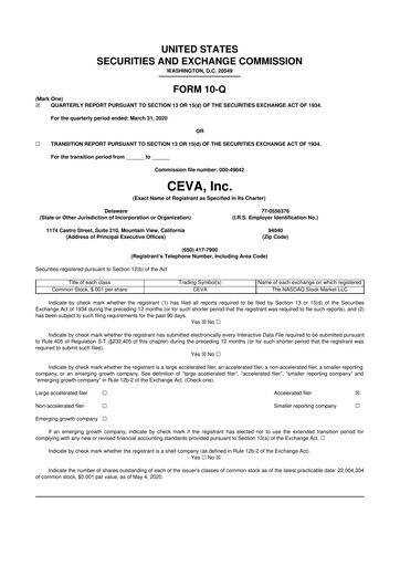 Thumbnail CEVA
 10-Q Quarterly Report FY2020 