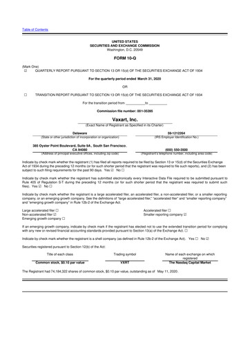 Thumbnail Vaxart 10-Q Quarterly Report FY2020 