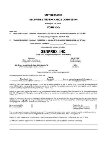 Thumbnail Genprex 10-Q Quarterly Report FY2020 