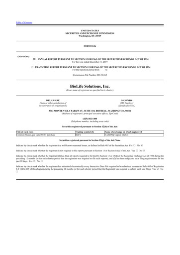 Vorschaubild Biolife Solutions
 10-K Jahresbericht 2019