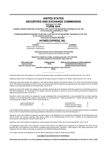 Vorschaubild PetMed Express
 10-K Jahresbericht 2020