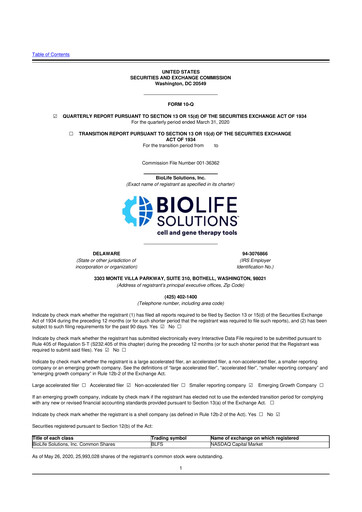 Thumbnail Biolife Solutions
 10-Q Quarterly Report FY2020 
