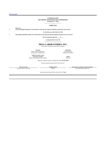 Thumbnail Mesa Laboratories 10-K Annual Report 2020