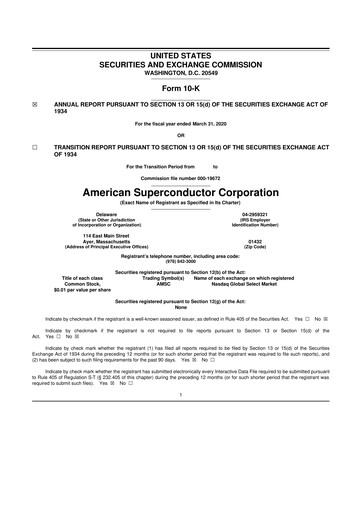 Thumbnail American Superconductor Corporation 10-K Annual Report 2020
