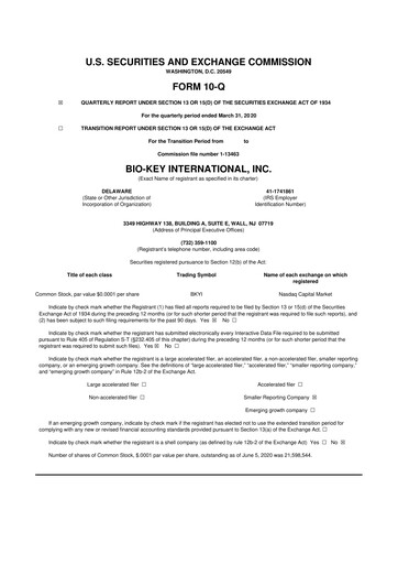 Thumbnail BIO-key International
 10-Q Quarterly Report FY2020 