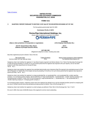 Thumbnail Perma-Pipe International 10-Q Quarterly Report FY2020 