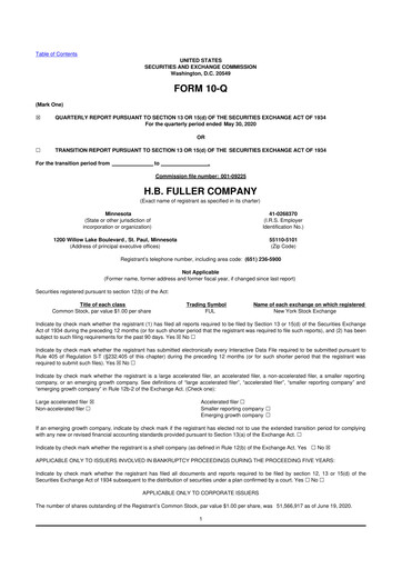 Thumbnail H.B. Fuller
 10-Q Quarterly Report FY2020 