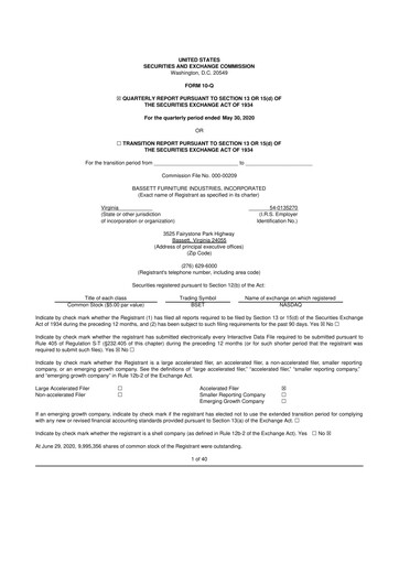 Vorschaubild Bassett Furniture 10-Q Quartalsbericht 2020 