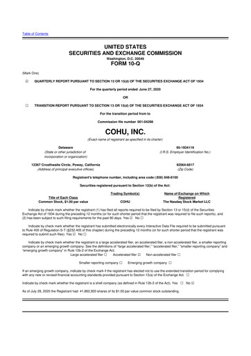 Thumbnail Cohu 10-Q Quarterly Report FY2020 