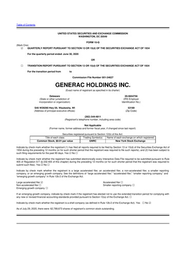 Vorschaubild Generac 10-Q Quartalsbericht 2020 