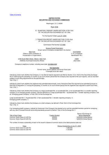 Thumbnail Seneca Foods
 10-Q Quarterly Report FY2021 