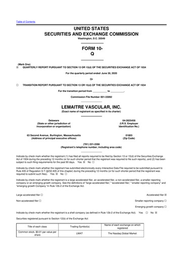 Thumbnail LeMaitre Vascular 10-Q Quarterly Report FY2020 