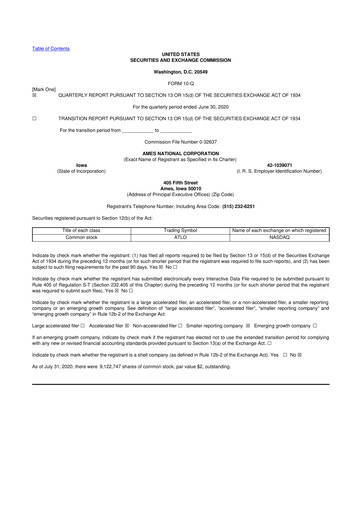 Thumbnail Ames National Corp. 10-Q Quarterly Report FY2020 