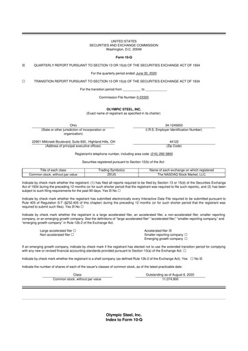 Thumbnail Olympic Steel
 10-Q Quarterly Report FY2020 