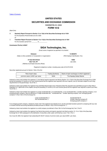 Thumbnail SIGA Technologies 10-Q Quarterly Report FY2020 